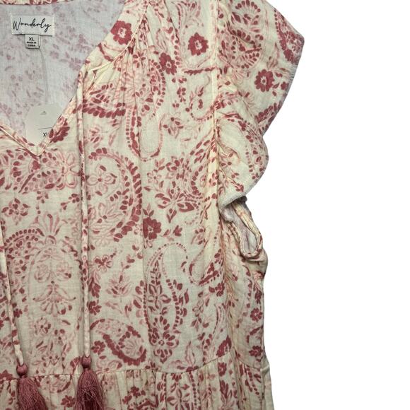 Wonderly pink and white dress with v-neck Size XL. NWT - Picture 2 of 7